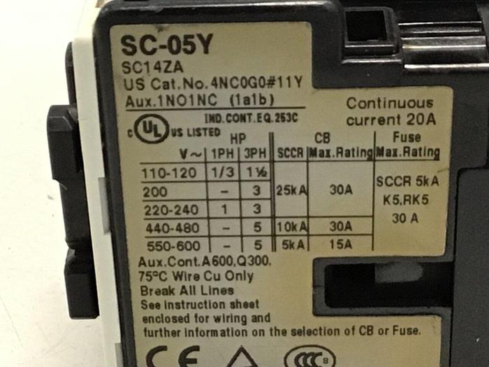Used FUJI ELECTRIC Contactor SC-05Y 4NC0G011Y #125486
