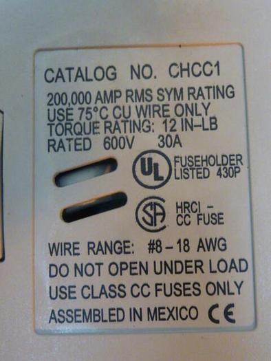 Used BUSS AUTOMATION 30 Amp Fuse Block CHCC1 #35257