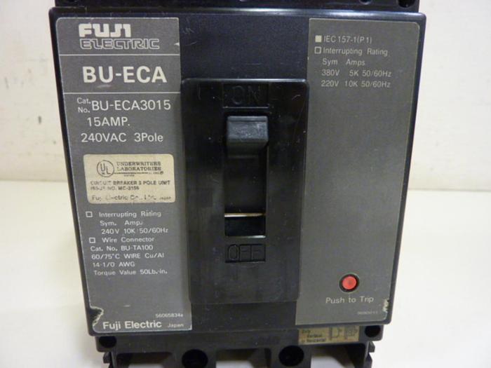 Used FUJI ELECTRIC 15 Amp Circuit Breaker BU-ECA3015 #66140