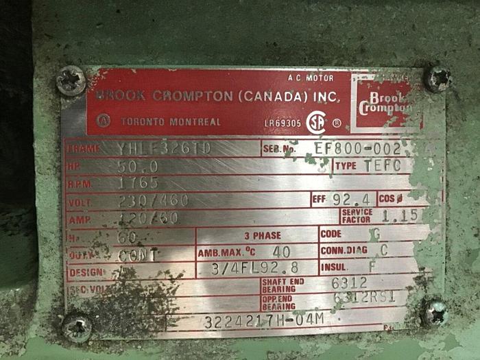 Used BROOK CROMPTON 50 HP Motor 3224217H-04M Used