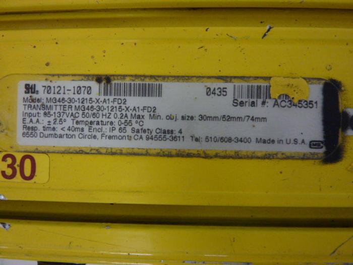 Used STI Light Curtain Transmitter MG46-30-1215-X-A1-FD2 #51331