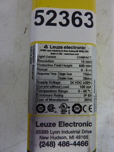Used LEUZE Light Curtain Receiver CR14-600 #52363