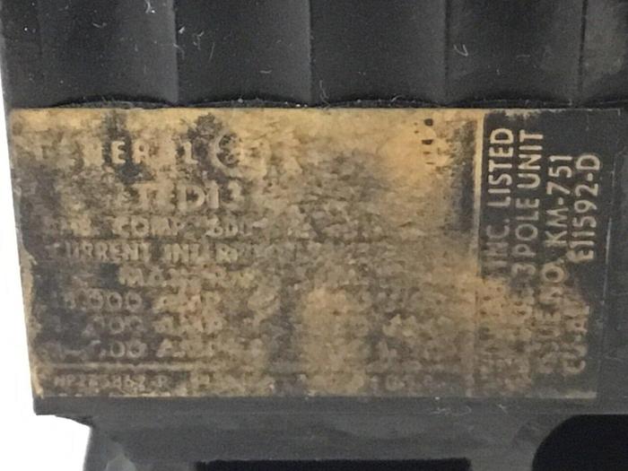 Used GENERAL ELECTRIC / GE 100 Amp Circuit Breaker TED136100 #128310