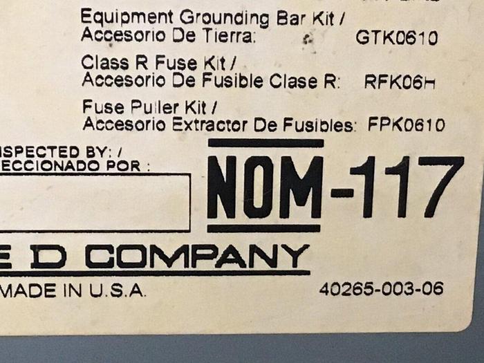 Used SQUARE D 60 Amp Safety Disconnect Switch H362 F3 #120447 DNL SCRAPPED