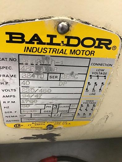 Used BALDOR 40 HP Industrial Motor 3983110-1 Used