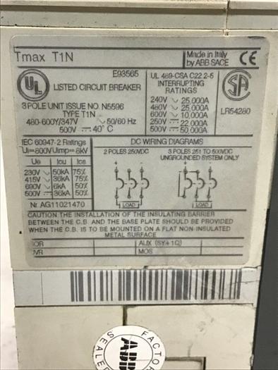 Used ABB 80 Amp Circuit Breaker T1N 80A #138269