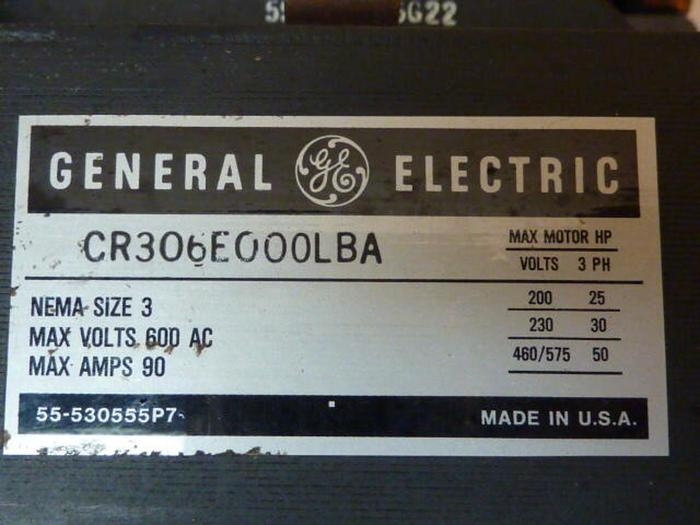Used GENERAL ELECTRIC Motor Starter Size 3 CR306E000LBA #33789