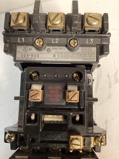 Used ALLEN BRADLEY Starter Size 1 509-BOD SER B W48 #33521
