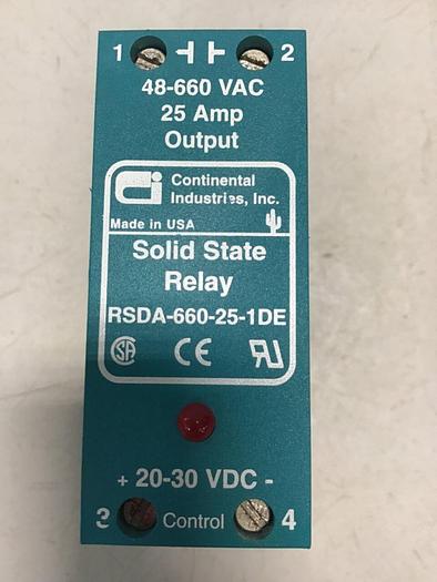 Used CONTINENTAL INDUSTRIES Solid State Relay RSDA-660-25-1DE #138585
