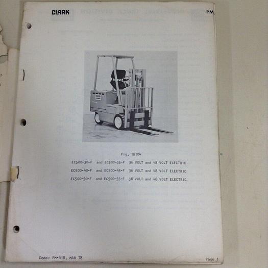 Used CLARK EQUIPMENT Manual PMA 418 #71010