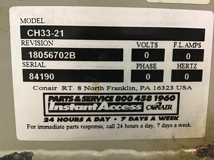 Used CONAIR FRANKLIN Insulated Drying Hopper CH33-21 Used #142106