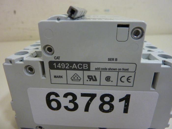 Used ALLEN BRADLEY 20 Amp Circuit Breaker 1492-CB3/G200 SER C #63781