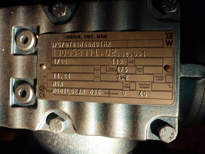 Used SEW EURODRIVE Gear Motor w/ Gearbox DFT80N4BMG1HR #37623