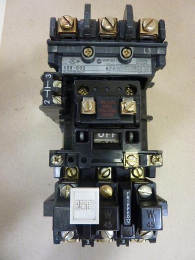 Used ALLEN BRADLEY Starter Size 1 509-BOD SER B W45 #47129