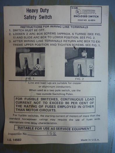 Used SYLVANIA 30 Amp Safety Disconnect Switch HD363 #28310