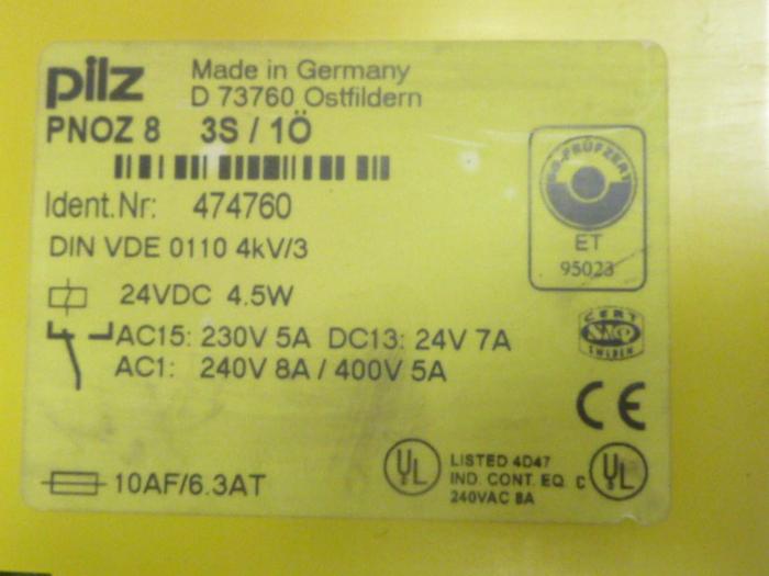 Used PILZ Safety Relay PNOZ83S/1O #49031