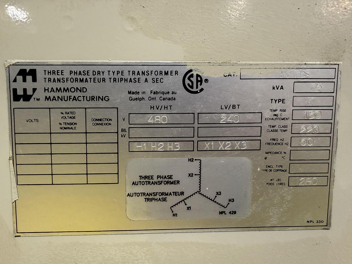 Used HAMMOND MANUFACTURING KF75