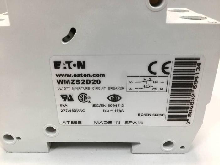 Used EATON CORPORATION Miniature Circuit Breaker WMZS2D20 #97846