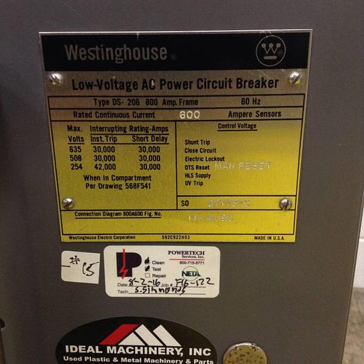 Used WESTINGHOUSE Low Voltage AC Power Circuit Breaker DS-206 Used