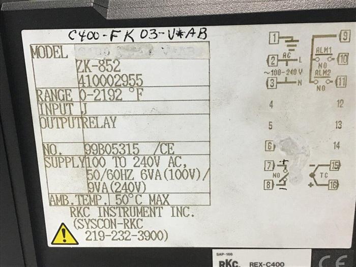 Used RKC Temperature Control REX-C400-FK03 #127572
