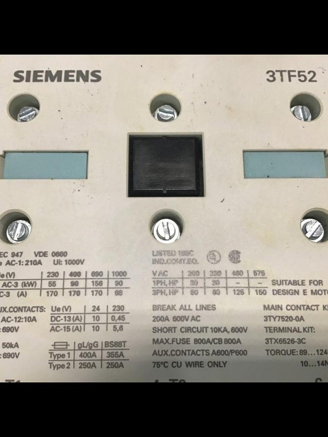 Used SIEMENS Contactor 3TF5222-0AK6 USED
