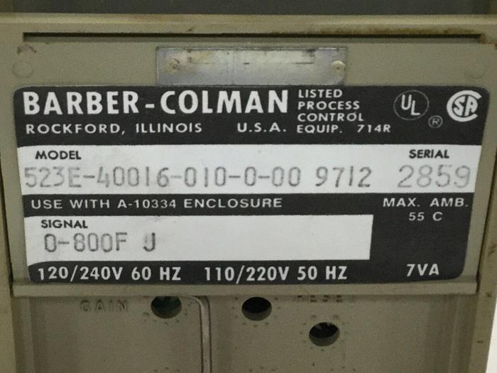Used BARBER COLMAN Temperature Controller 523E-40016-010-0-00 9712 #109146