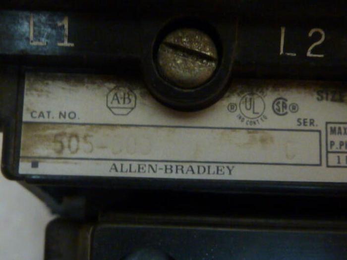 Used ALLEN BRADLEY Motor Starter Size 1 505-BOD SER C #29559