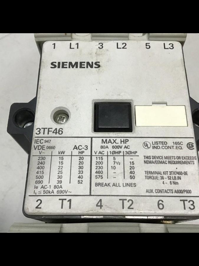 Used SIEMENS Contactor 3TF4622-OAG1 Used