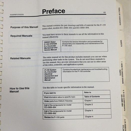 Used FANUC Parts Manual MARPMP15506203E #70980