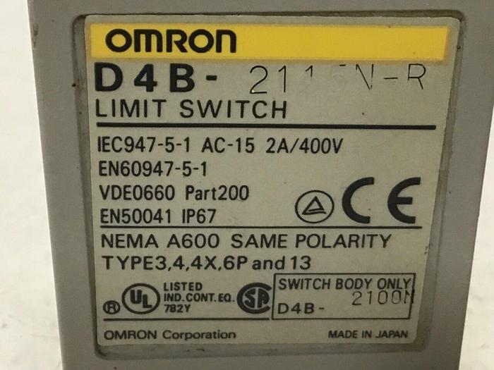 Used OMRON Limit Switch D4B-2115N-R #121533