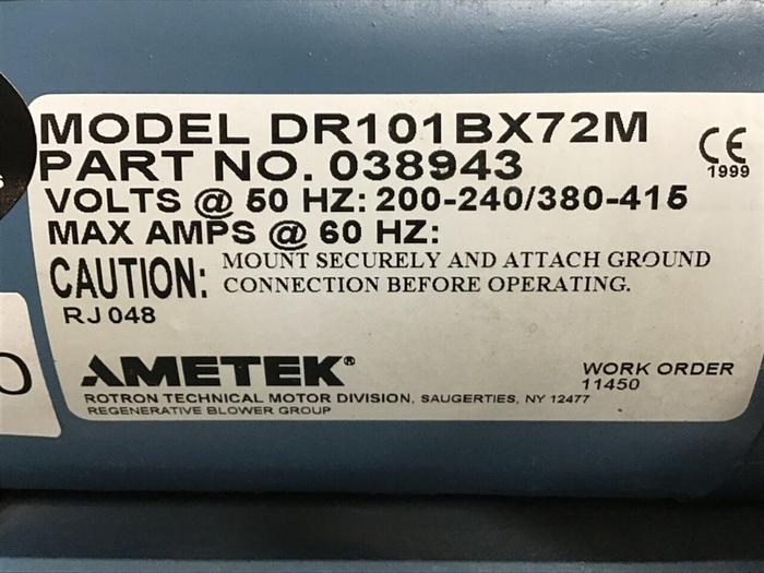 Used AMETEK Blower DR101BX72M Used