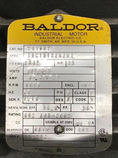 Used BALDOR 15 HP Industrial Motor M4100T Used