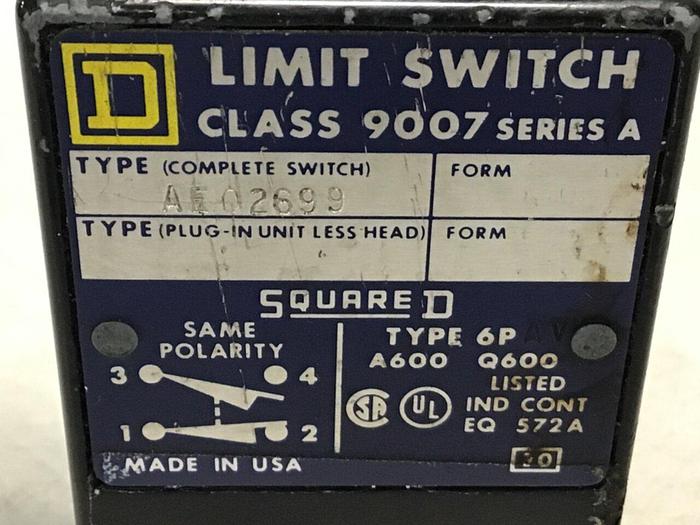 Used SQUARE D Limit Switch 9007-AEQ2699 #121444