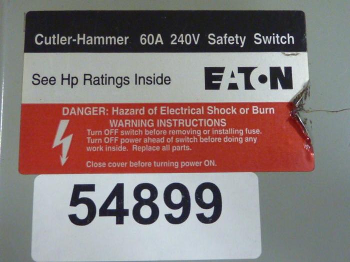 Used CUTLER HAMMER 60 Amp Safety Switch DG322NGB #84516