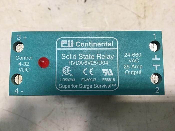 Used CONTINENTAL INDUSTRIES Solid State Relay RVDA/6V25/D04 Used