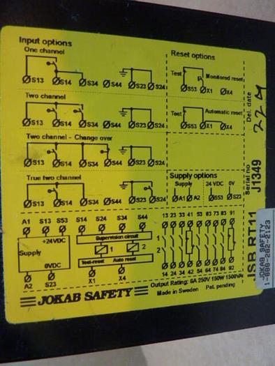 Used JOKAB SAFETY Safety Relay JSB RT11 #31756