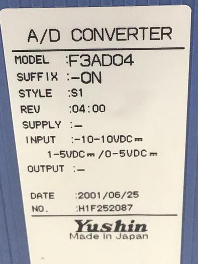 Used YUSHIN AMERICA A/D Converter F3AD04-0N #127749
