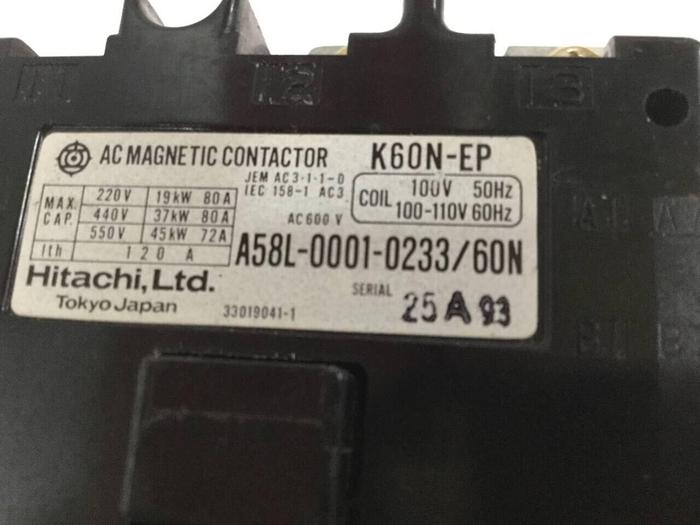 Used HITACHI Magnetic Contactor K60N-EP A58L-0001-0233/60N #99165