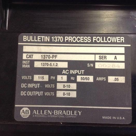 Used ALLEN BRADLEY Process Follower 1370-PF SER A #73382