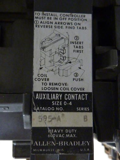 Used ALLEN BRADLEY Starter Size 1 509-BOD SER A W35 #55449