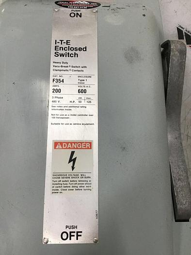 Used SIEMENS Safety Disconnect Switch F-354 #128633