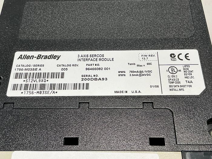 Used ALLEN BRADLEY 1756-M03SE A