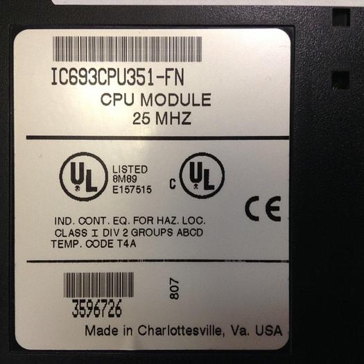 Used GE FANUC CPU Module IC693CPU351-FN Used