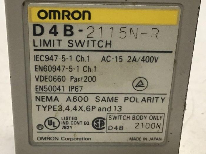 Used OMRON Limit Switch D4B-2115N-R #121523