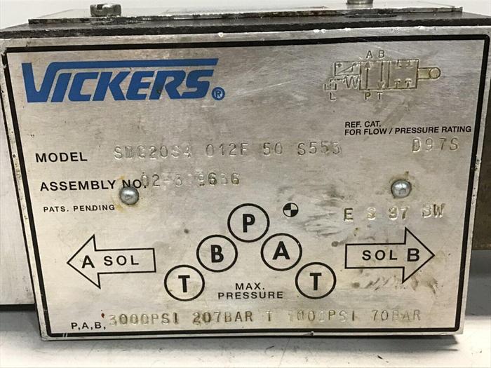 Used VICKERS Valve SDG20S4 012F 50 S553 #130768
