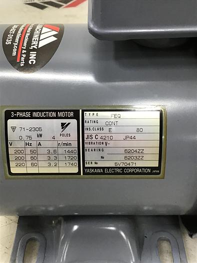 Used YASKAWA 1 HP Induction Motor 71-2305 Used #143180