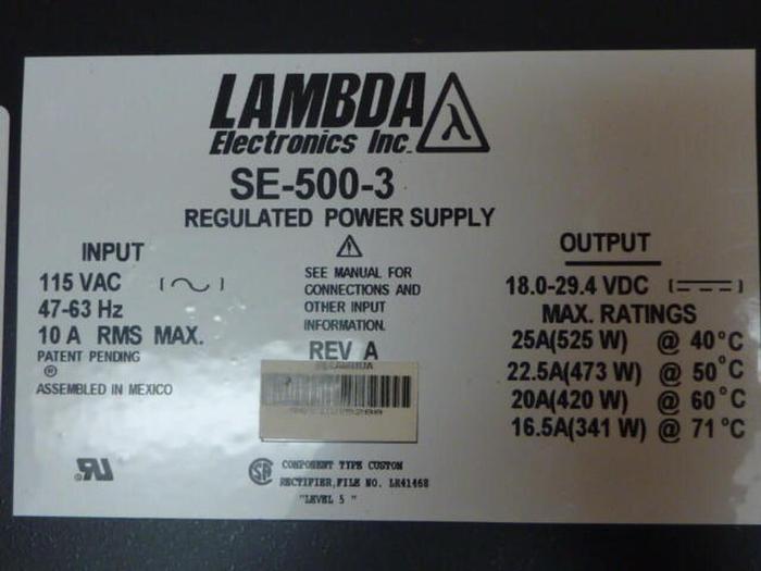 Used LAMBDA Regulated Power Supply SE-500-3 #35243