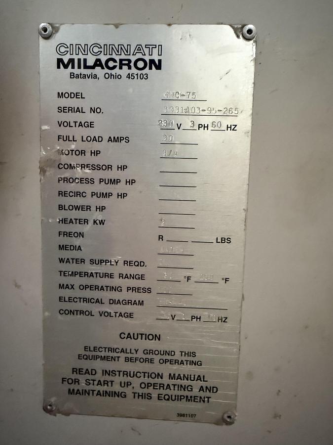 Used CINCINNATI MILACRON MWC-75