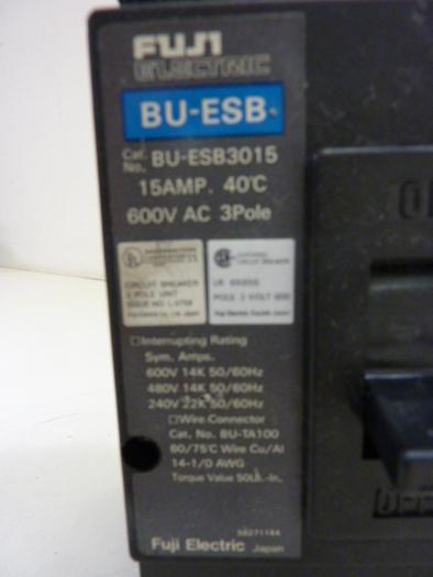 Used FUJI ELECTRIC 15 Amp Circuit Breaker BU-ESB3015 #60750