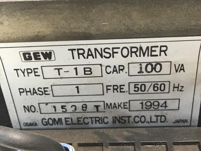 Used GOMI ELECTRIC 0.1 kVA Transformer T-1B 100VA #129553